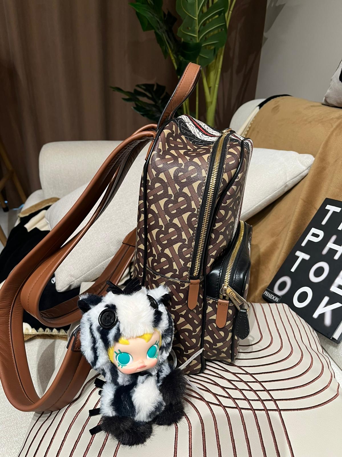 BURBERRY backpack JETT TB Monogram Stripe Bridle 100%Authentic,95%new✅dust bag 