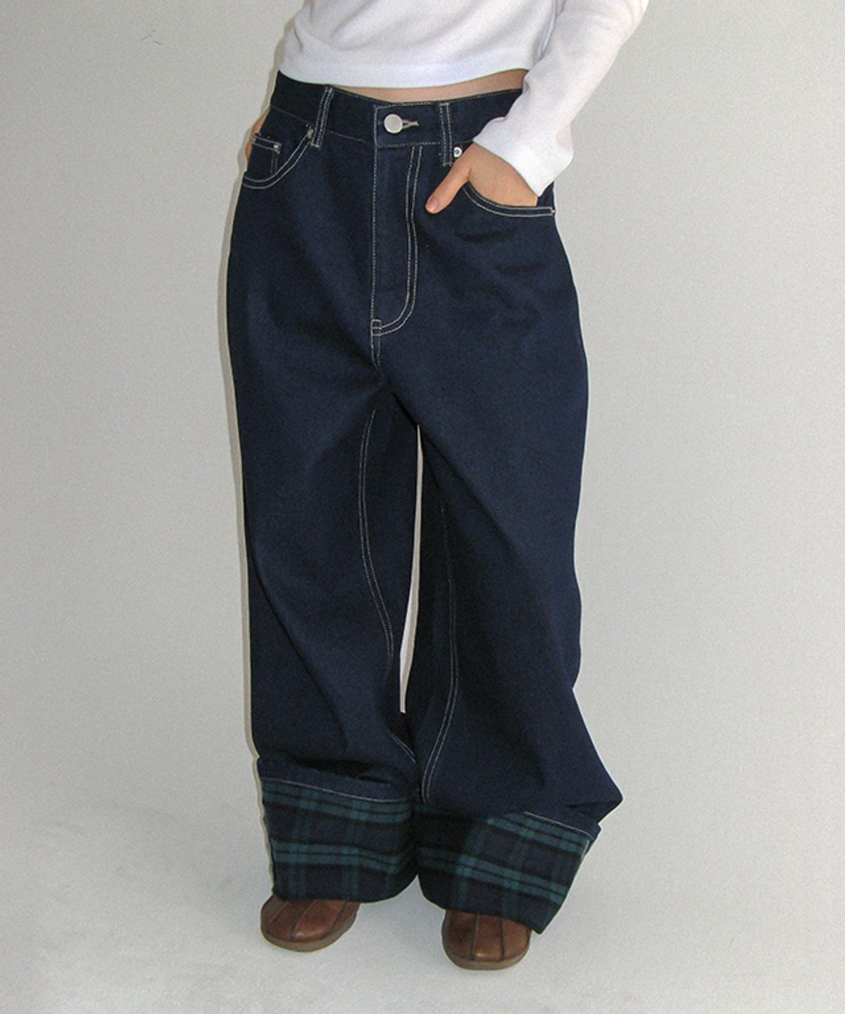 🇰🇷訂購｜ronron｜PATCH ROLL UP DENIM PANTS  2色