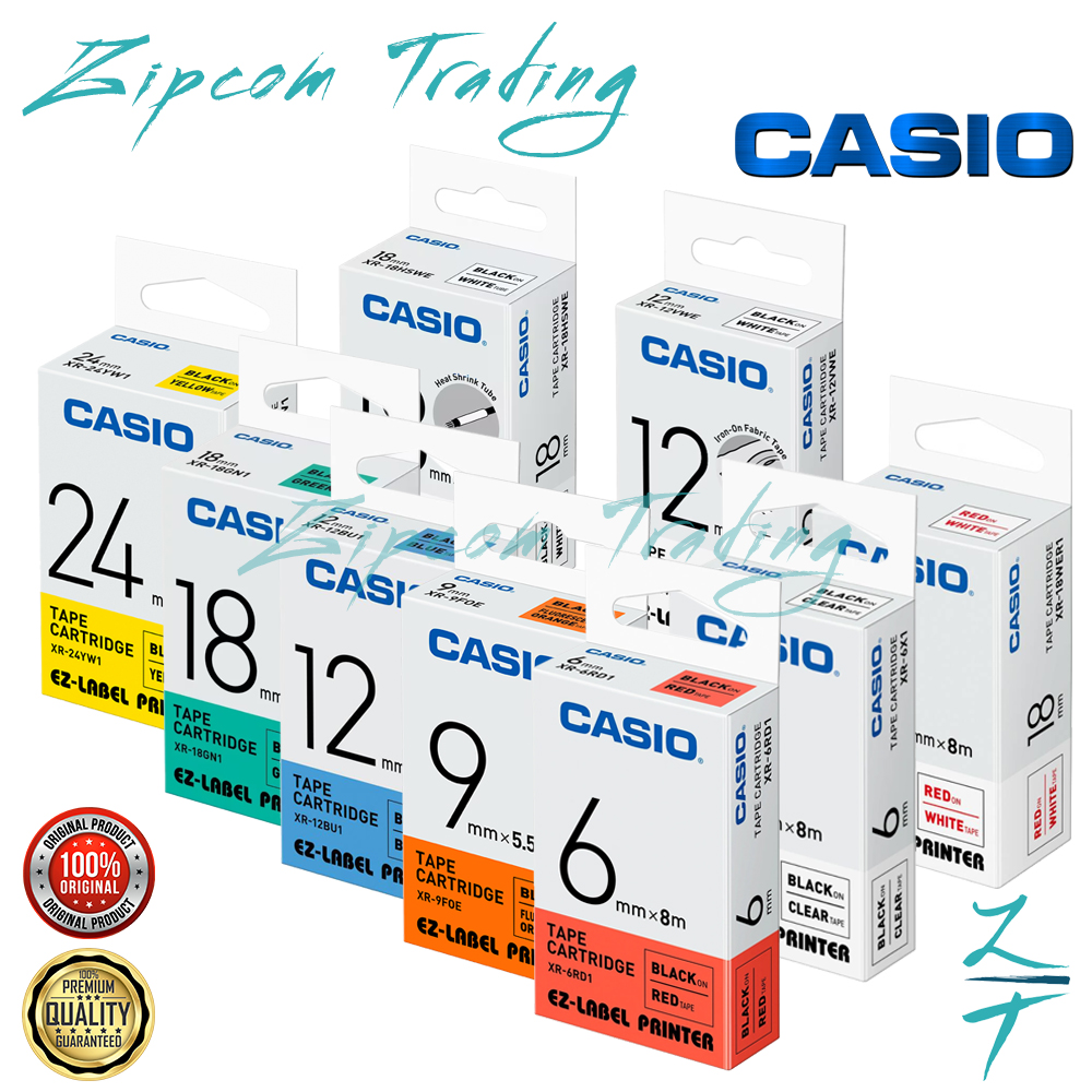 Casio EZ-Label It Printer Tape Cartridge (6mm,9mm,12mm,18mm,24mm)
