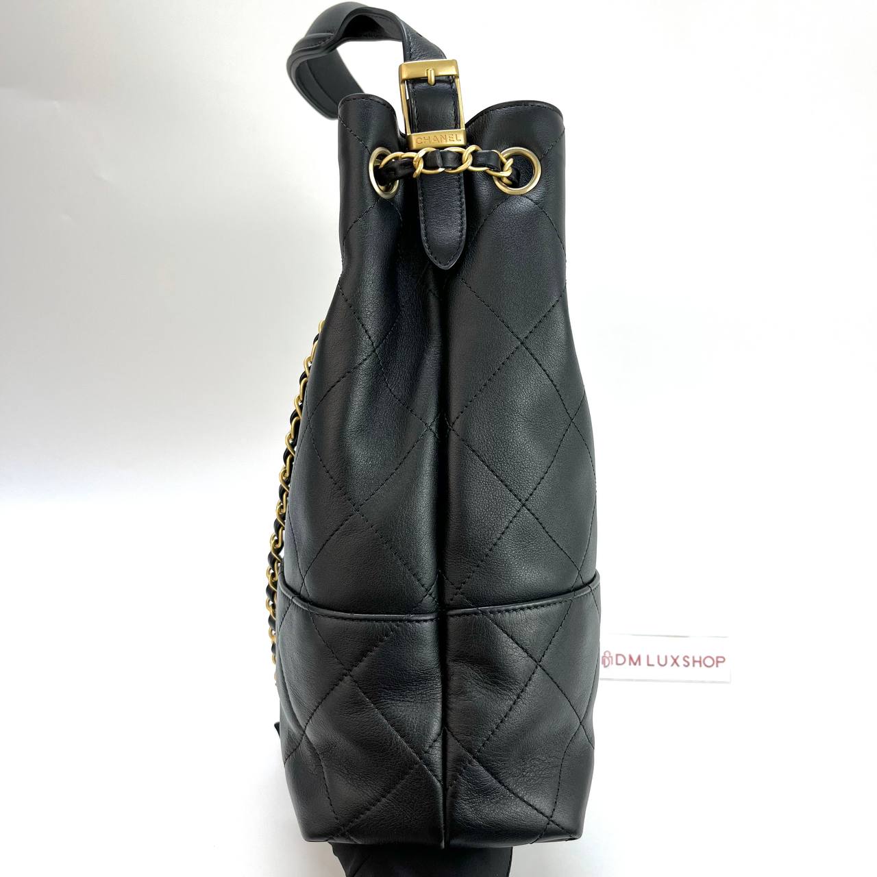 Chanel Black Calfskin 25A Vertical Hobo Bag GHW (Microchip)