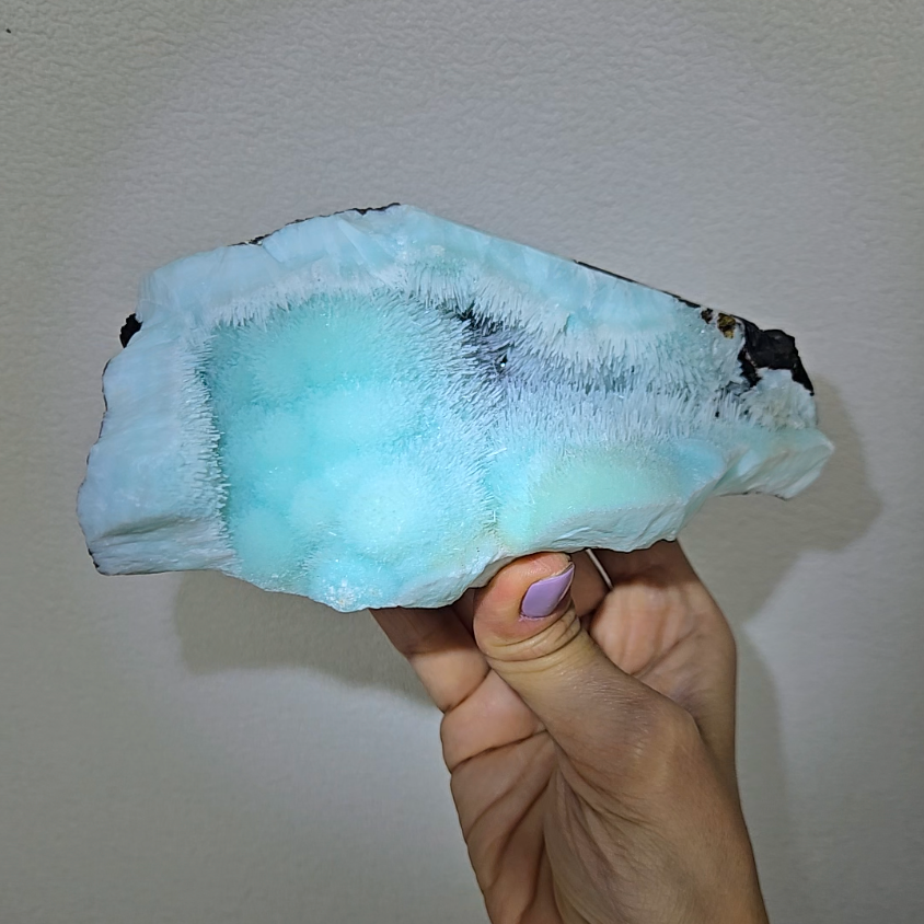 Blue aragonite cluster with bubble formations - AR59
