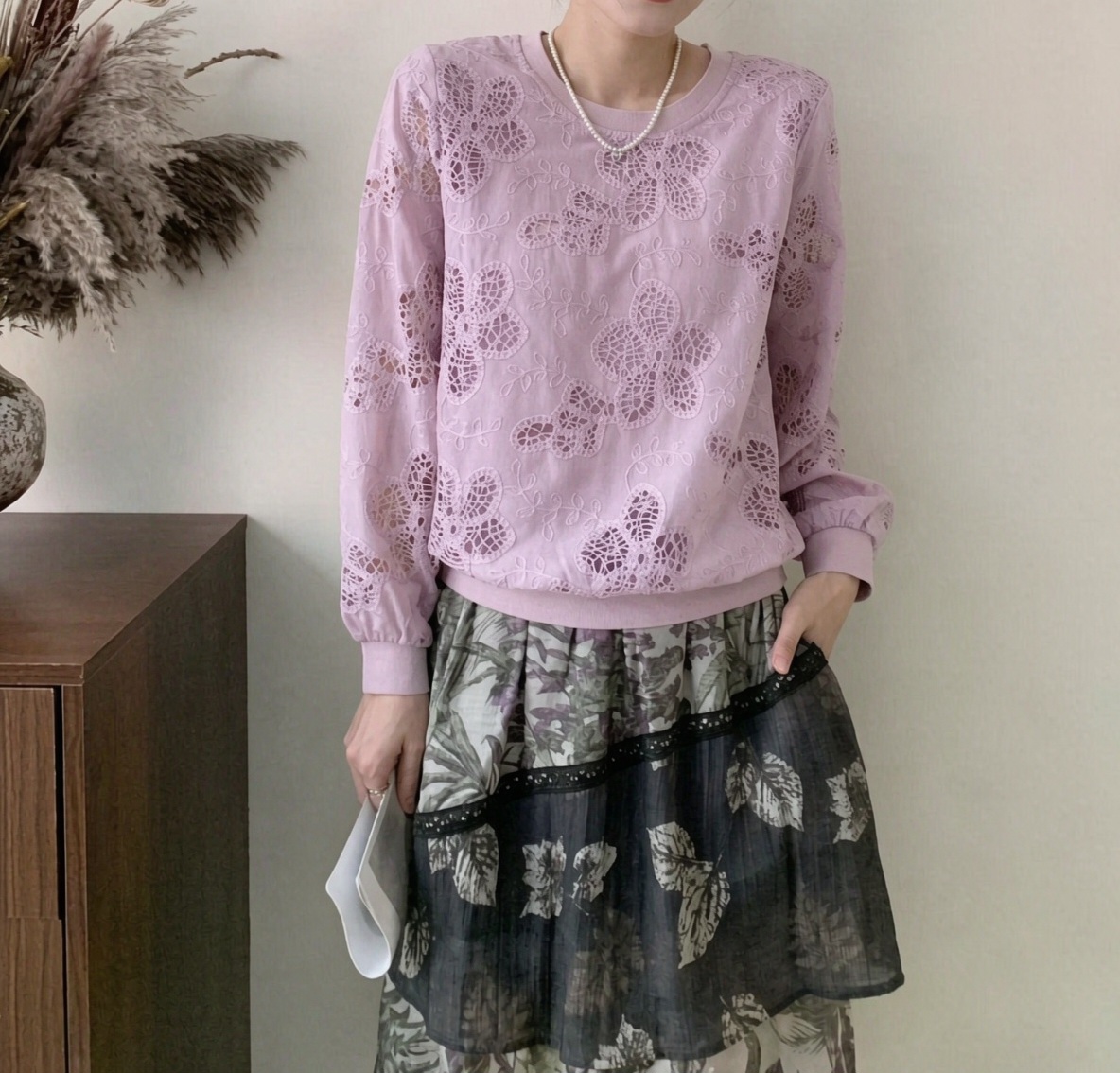 刺綉通花上衣(M38寸胸/L40寸/XL42寸)