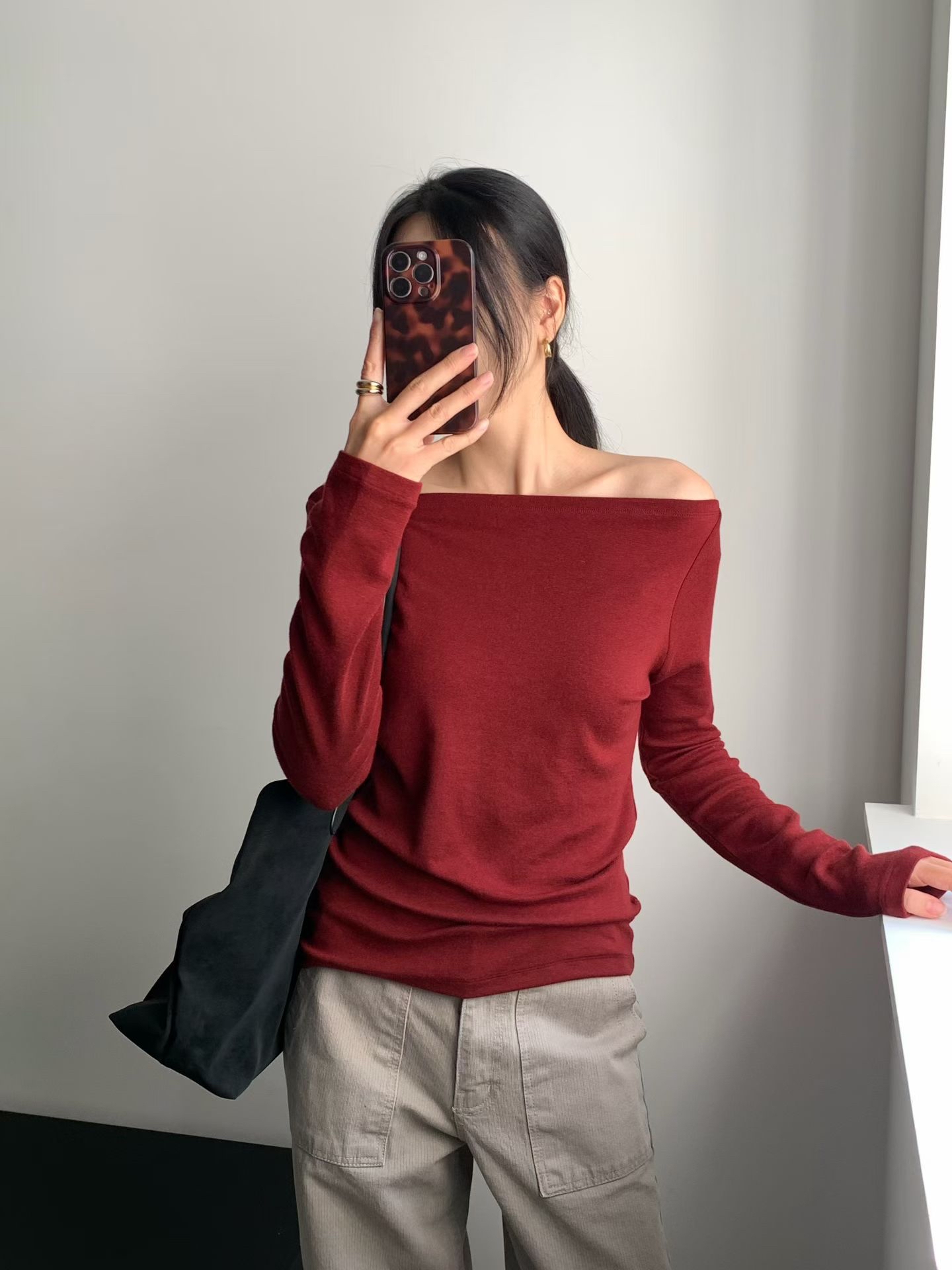 Boatneck wool basic tee 