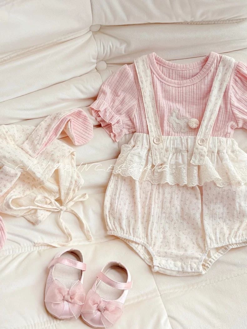 561646 | Baby Girl's Pink Ribbed Romper