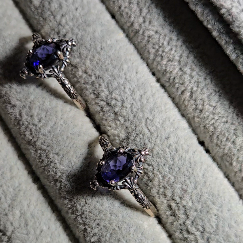 Iolite rings in adjustable sterling silver - JW35