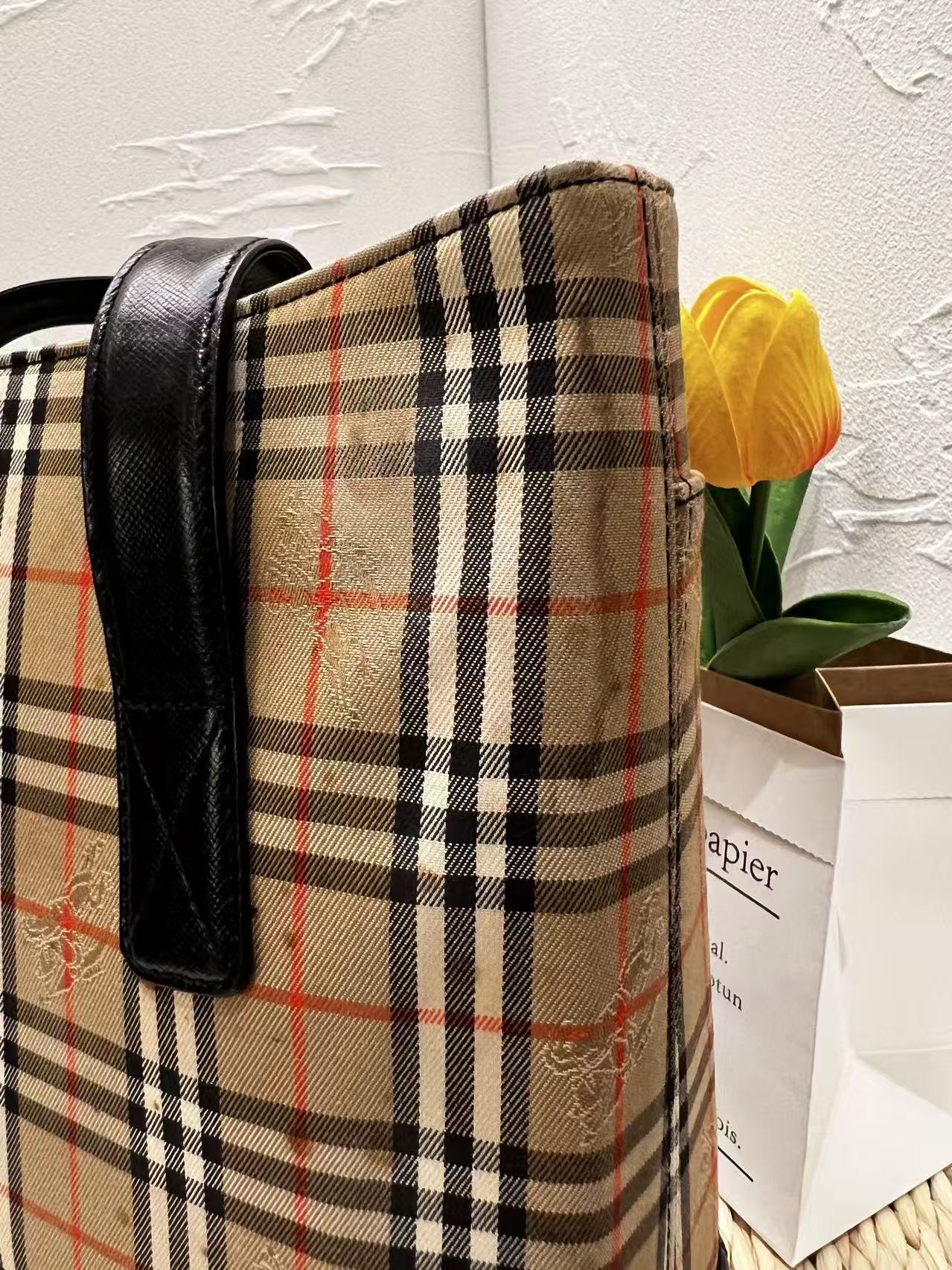 Burberry Vintage Haymarket Check Tote