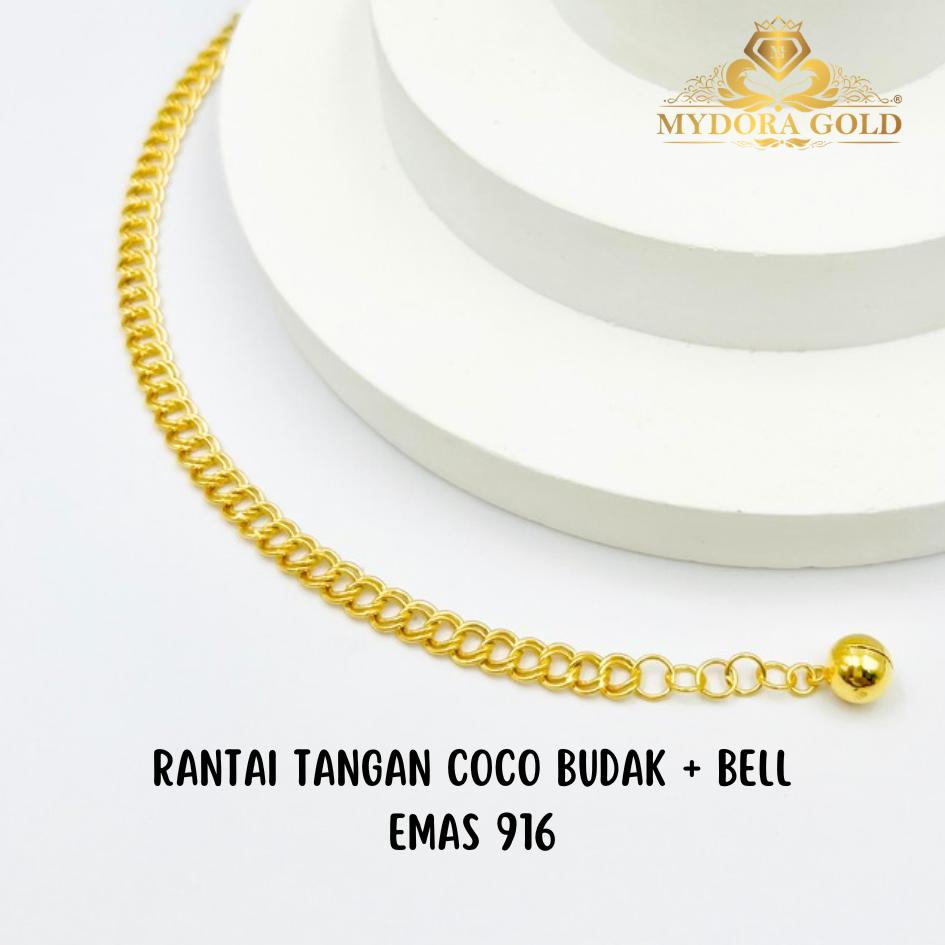 MYDORA Rantai Tangan Coco Budak + Bell | EMAS 916/22K