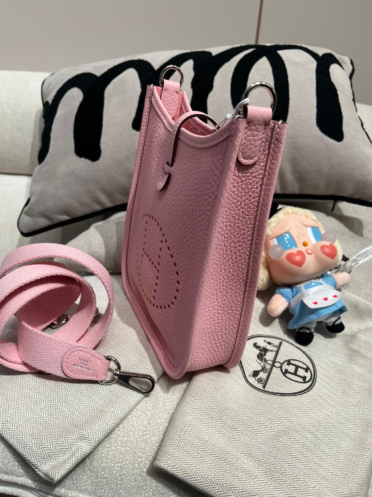 全新 Hermes Mini Evelyne 櫻花粉 Stamp K 100%Authentic, 100%new ✅Dust bag ✅box
