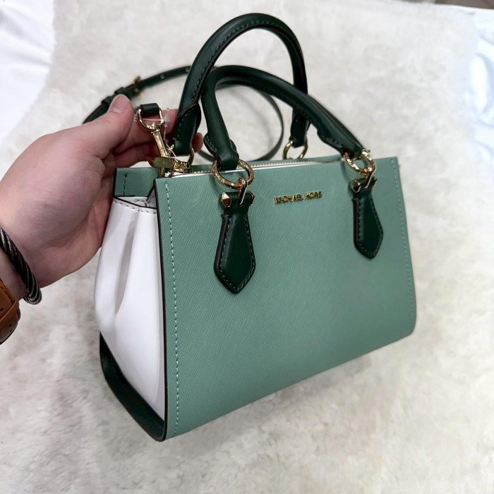 香港現貨-Michael Kors Outlet Marilyn Saffiano Leather Messenger Bag Green Multi