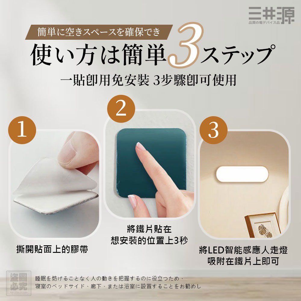 $50套.2套起$40套.三井源-LED智能感應人走燈（1套2個）