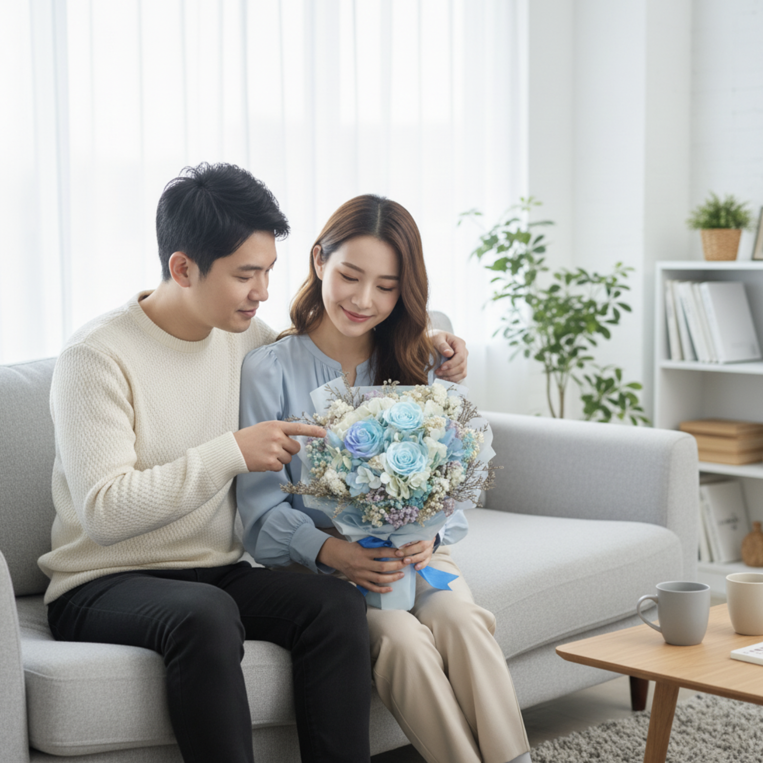  👉🏻乾👈🏻漸變藍色香皂大玫瑰丨主花3支丨紫藍系花束丨小花束丨心意小花束丨情人節小花束丨畢業小花束