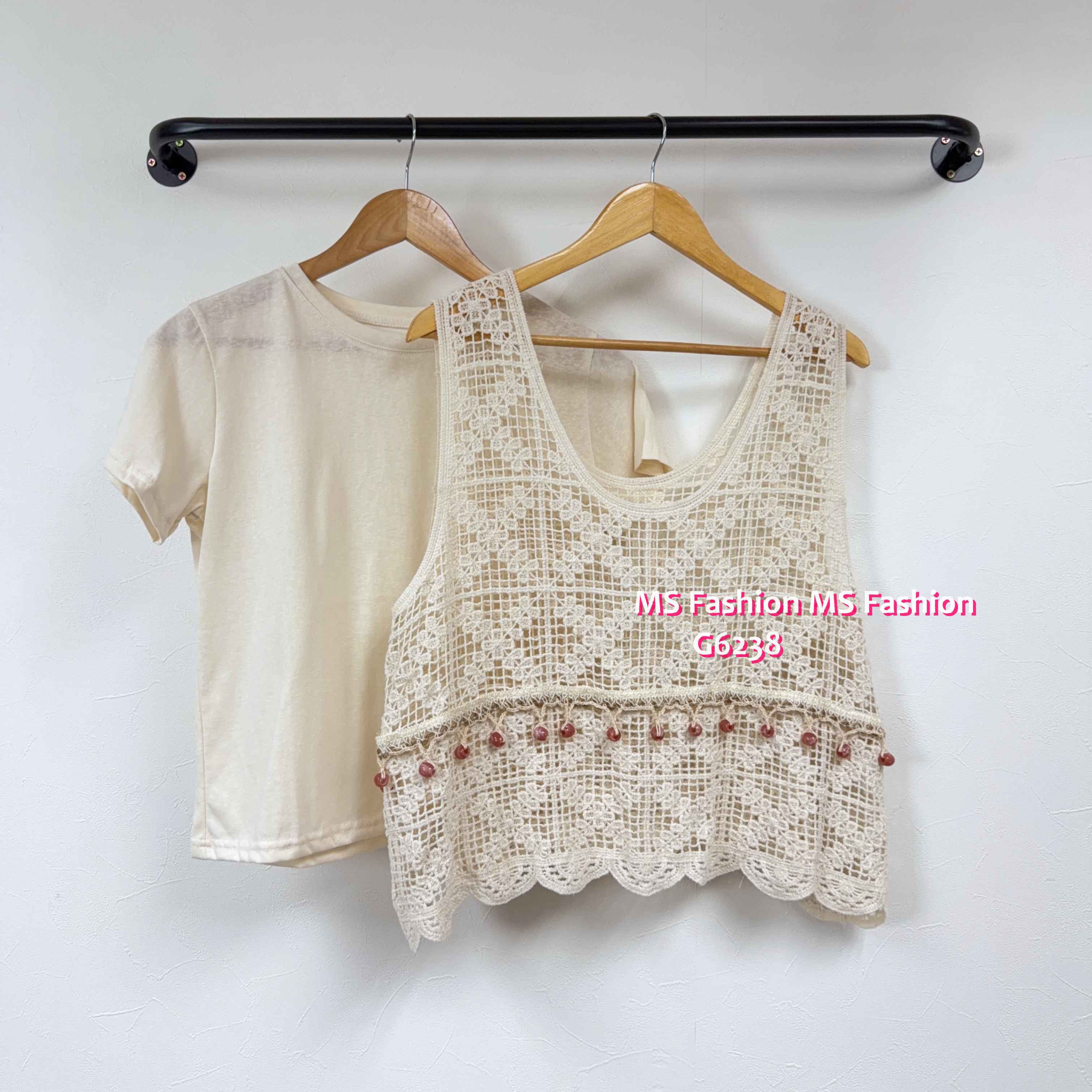 G6238 通花背心Top set