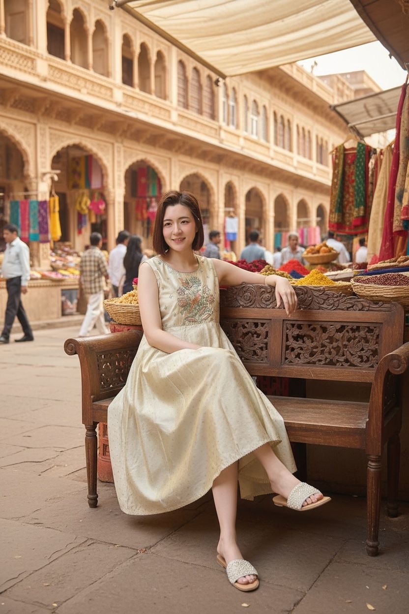 Champagne Gold with bird Emb. Pattern sleeveless OP 46" #1080