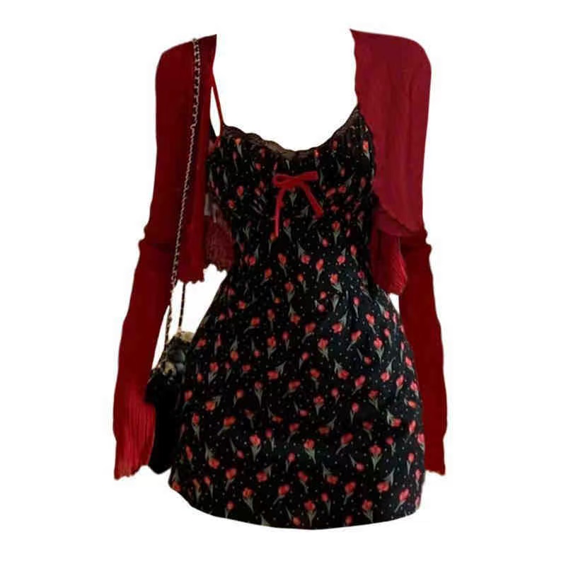 ST225纯欲碎花裙