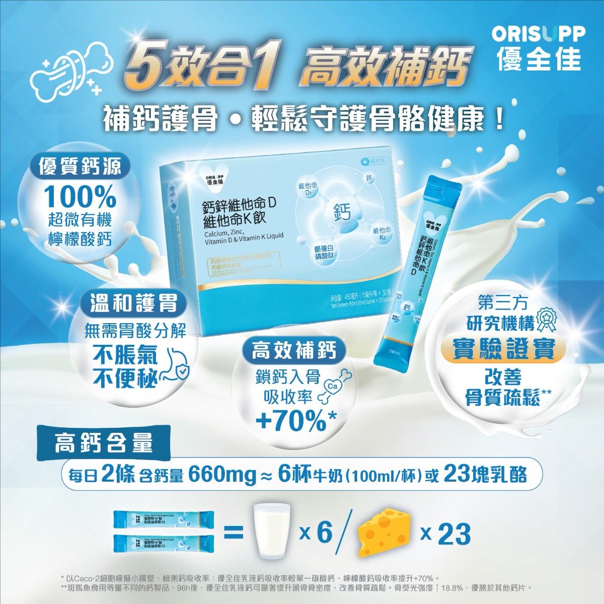 優全佳牌鈣鋅維生素D維生素K口服液