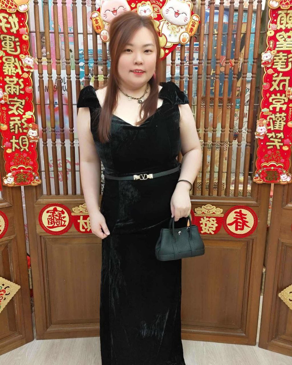 TT708 高级绒布蝴蝶结肩设计礼服