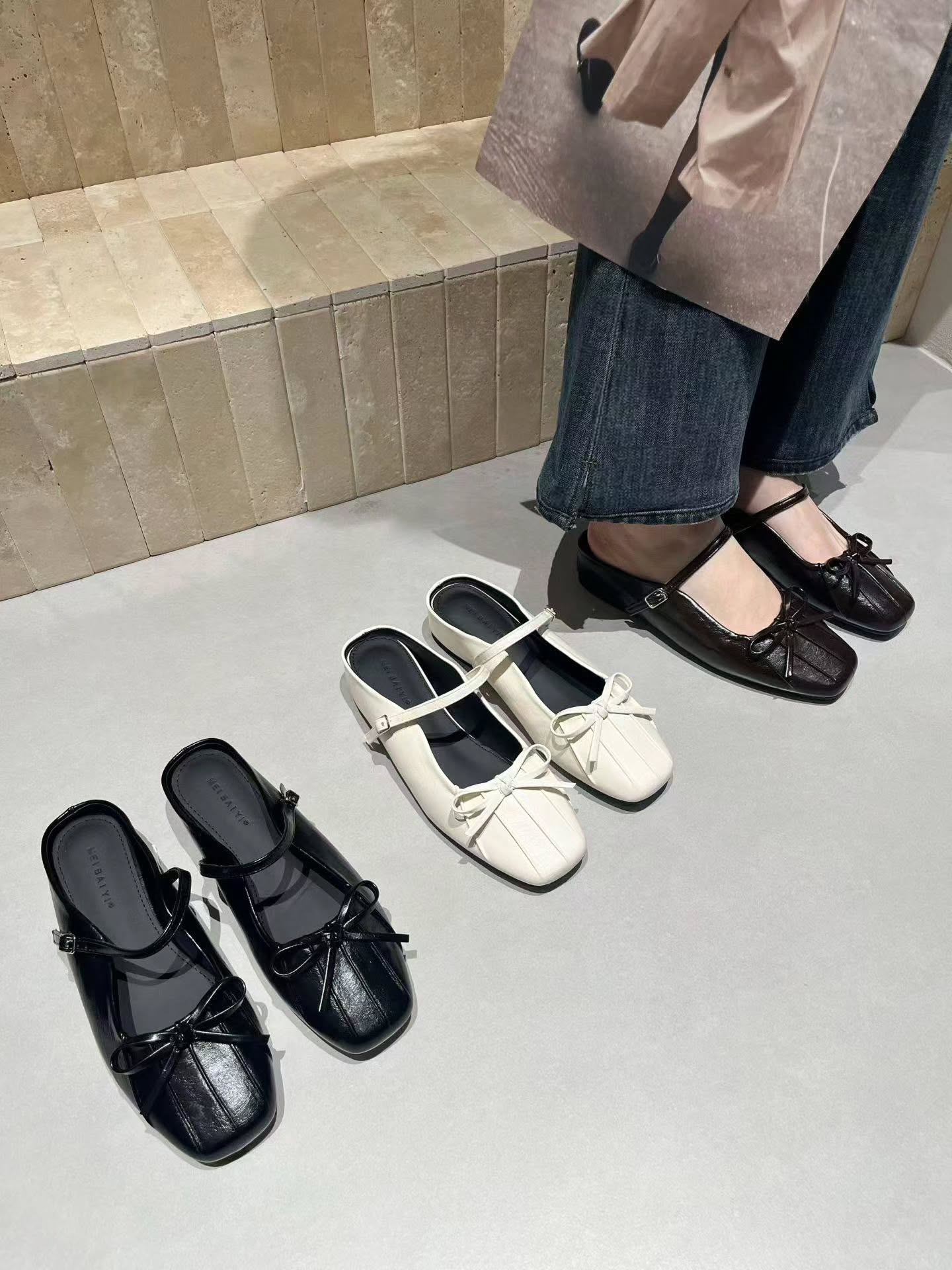 2520-13 蝴蝶结气质半包鞋 🇨🇳