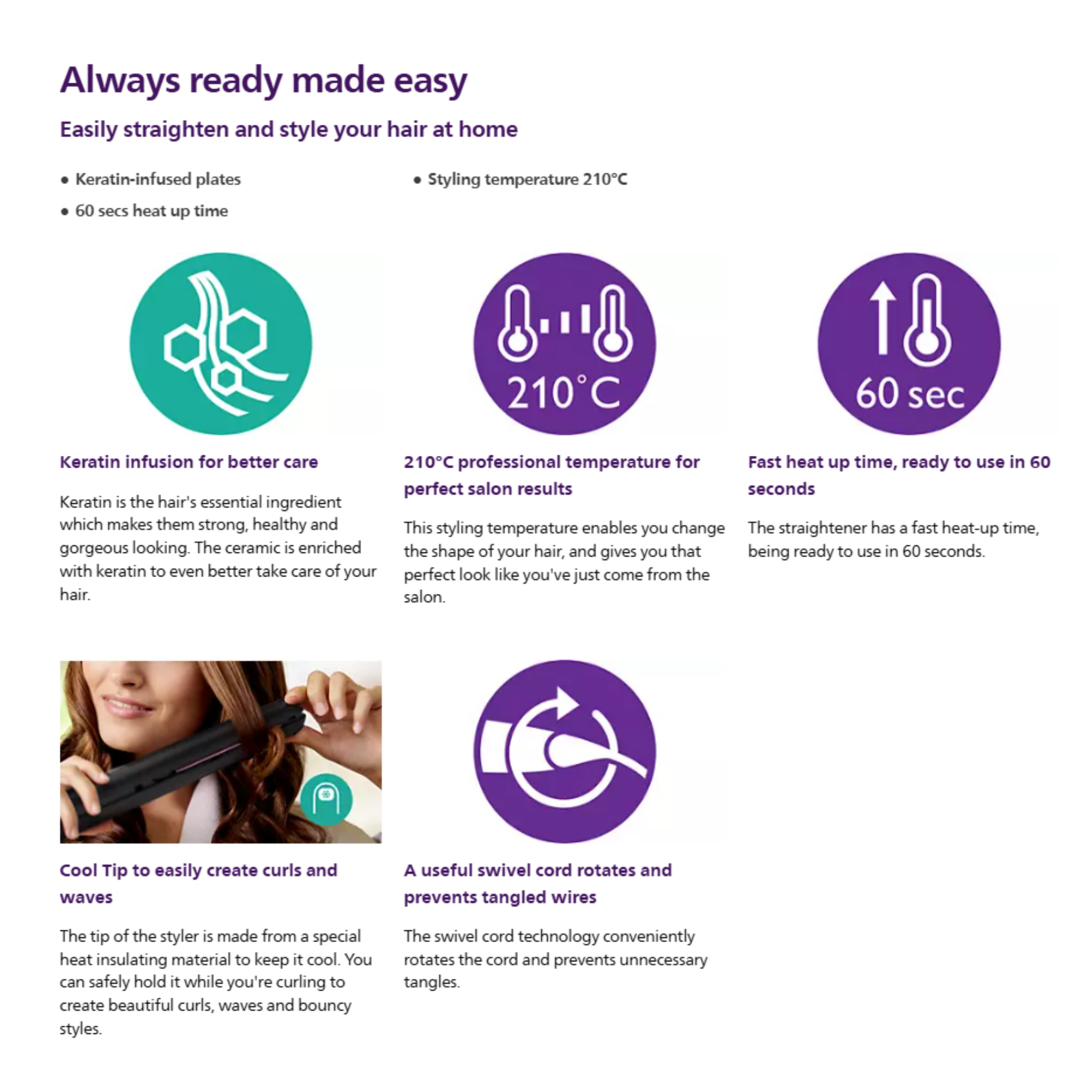 Philips StraightCare Essential Hair Straightener (HP8401/00)