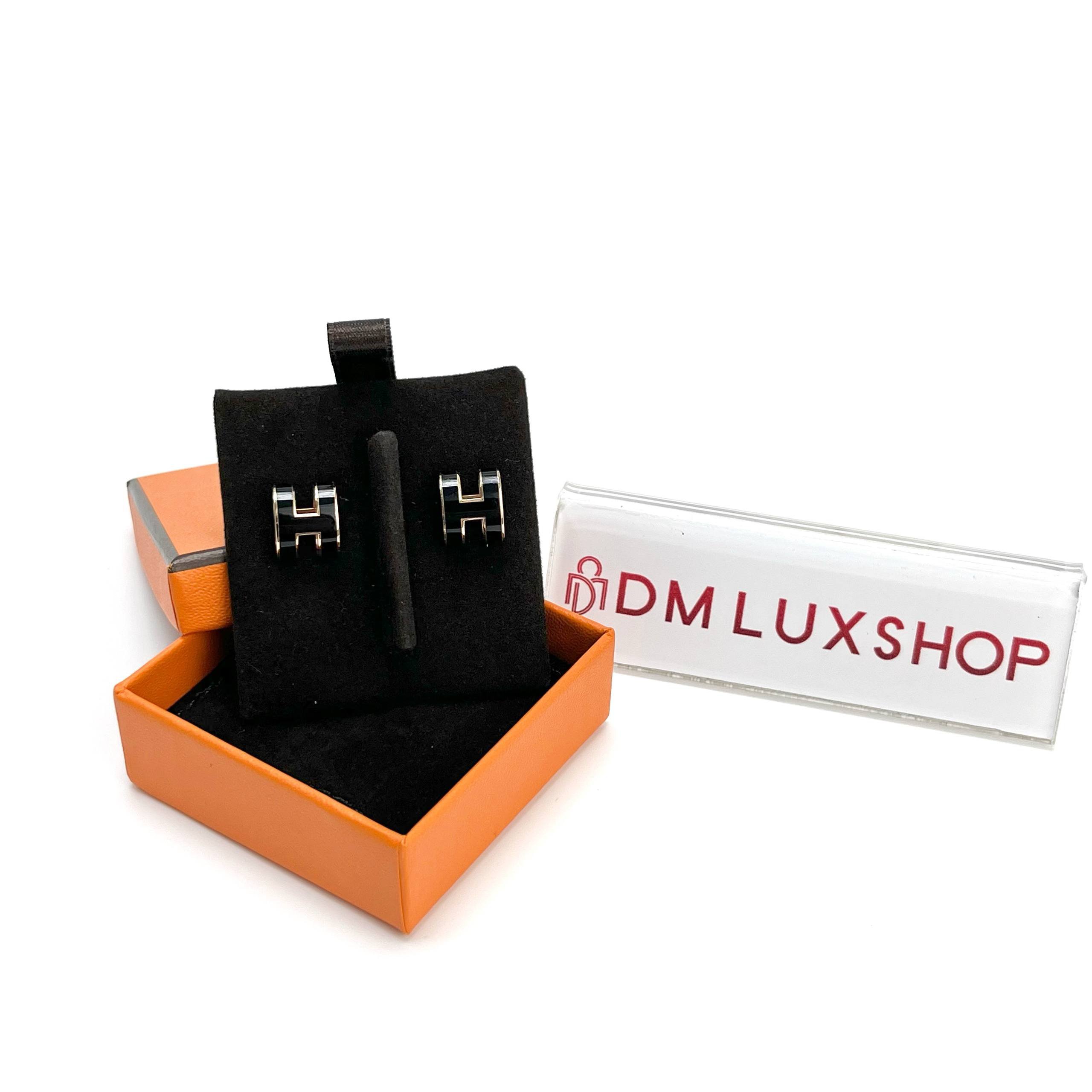 Hermes Pop H Earrings Black RGHW