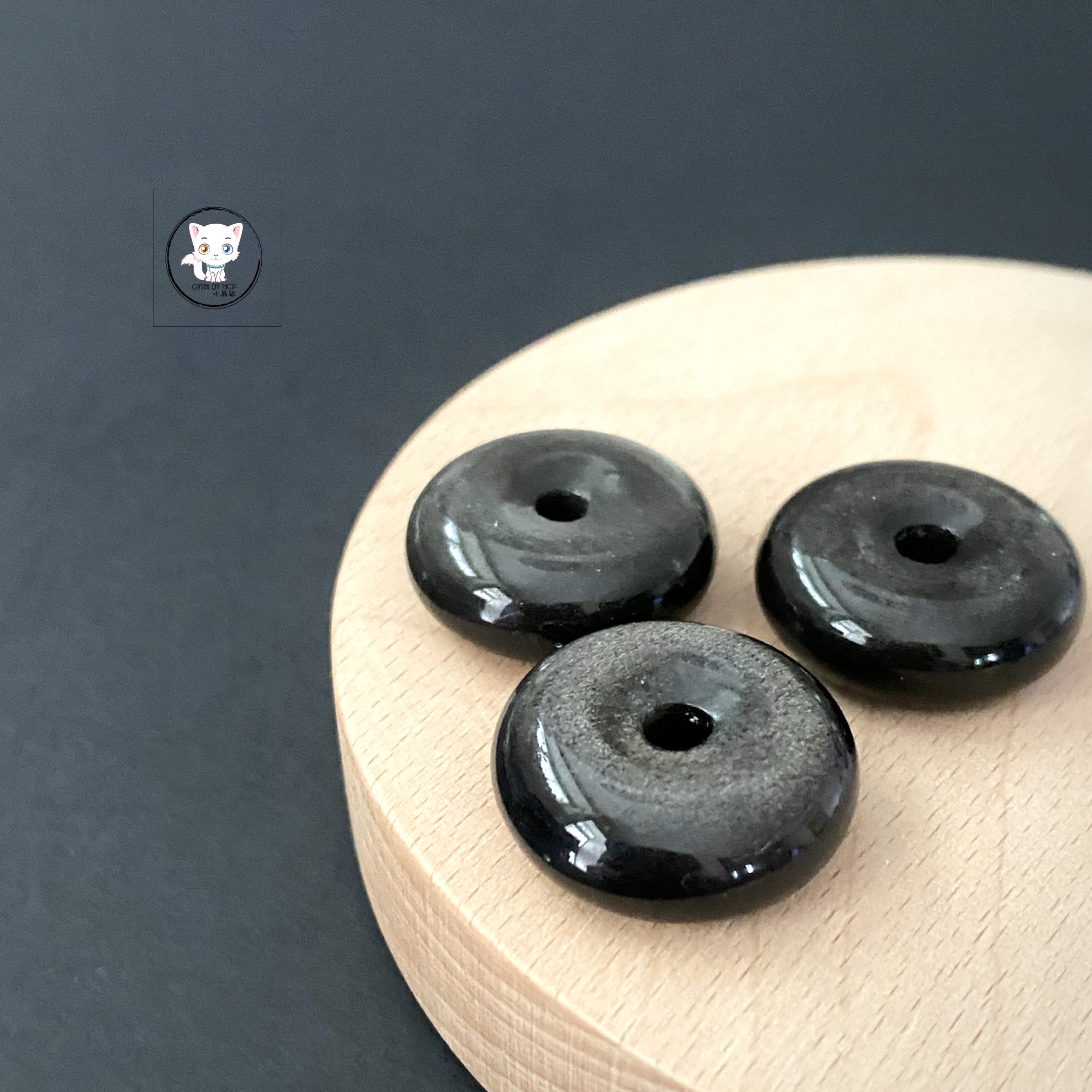 銀曜石平安扣吊墜 23mm