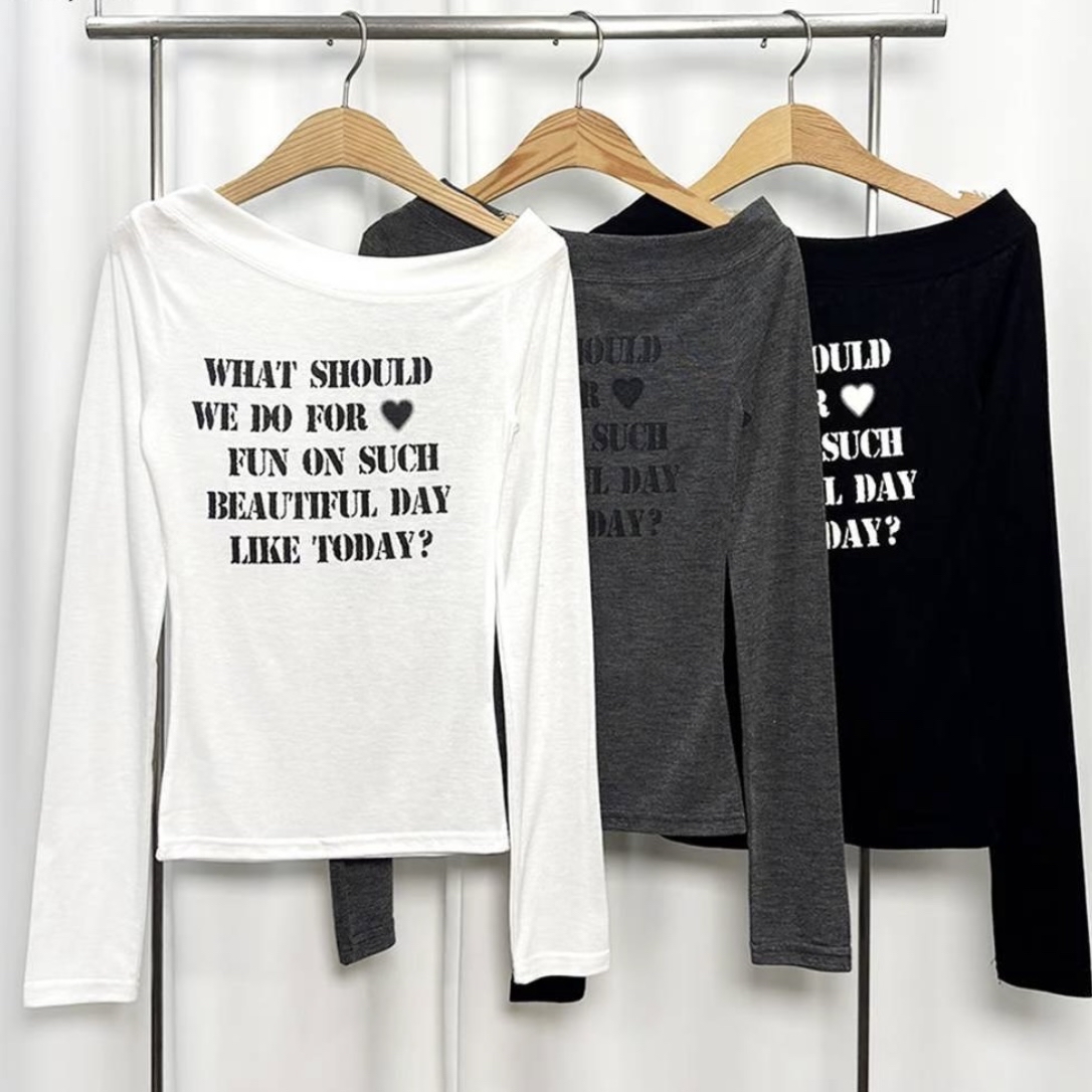 已售罄❌韓國斜露膊字句打底衫