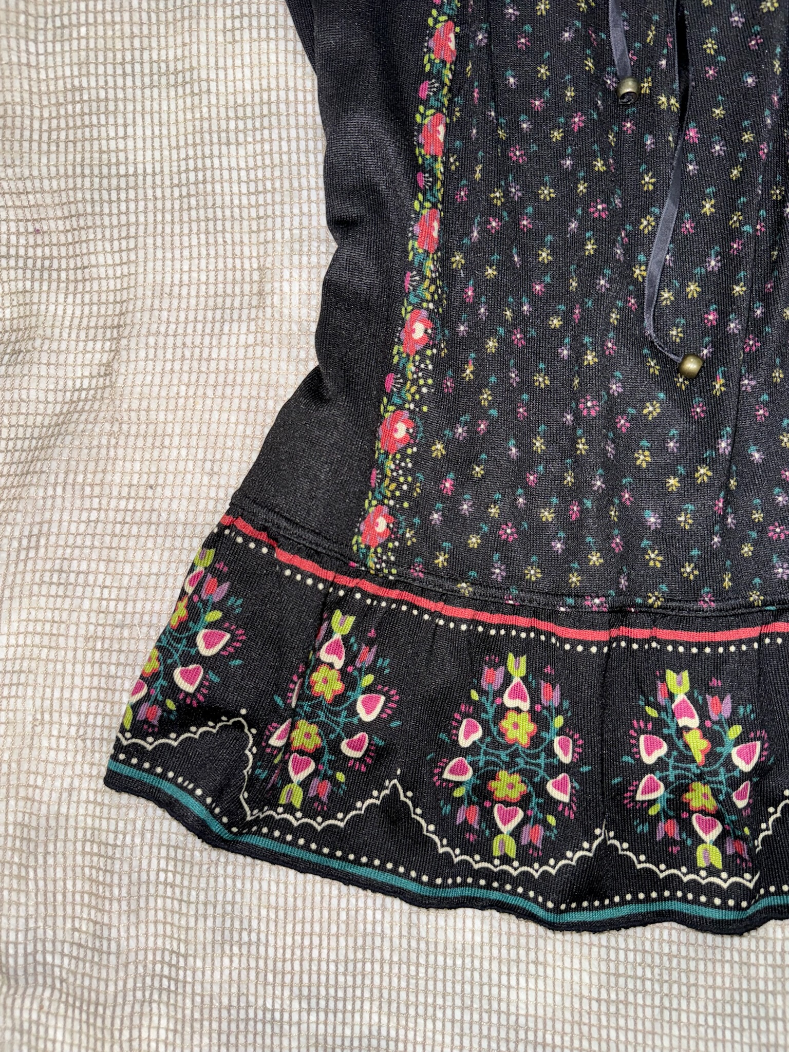 Axes Femme Romantic Floral Print Peplum Tank with Lace Accents