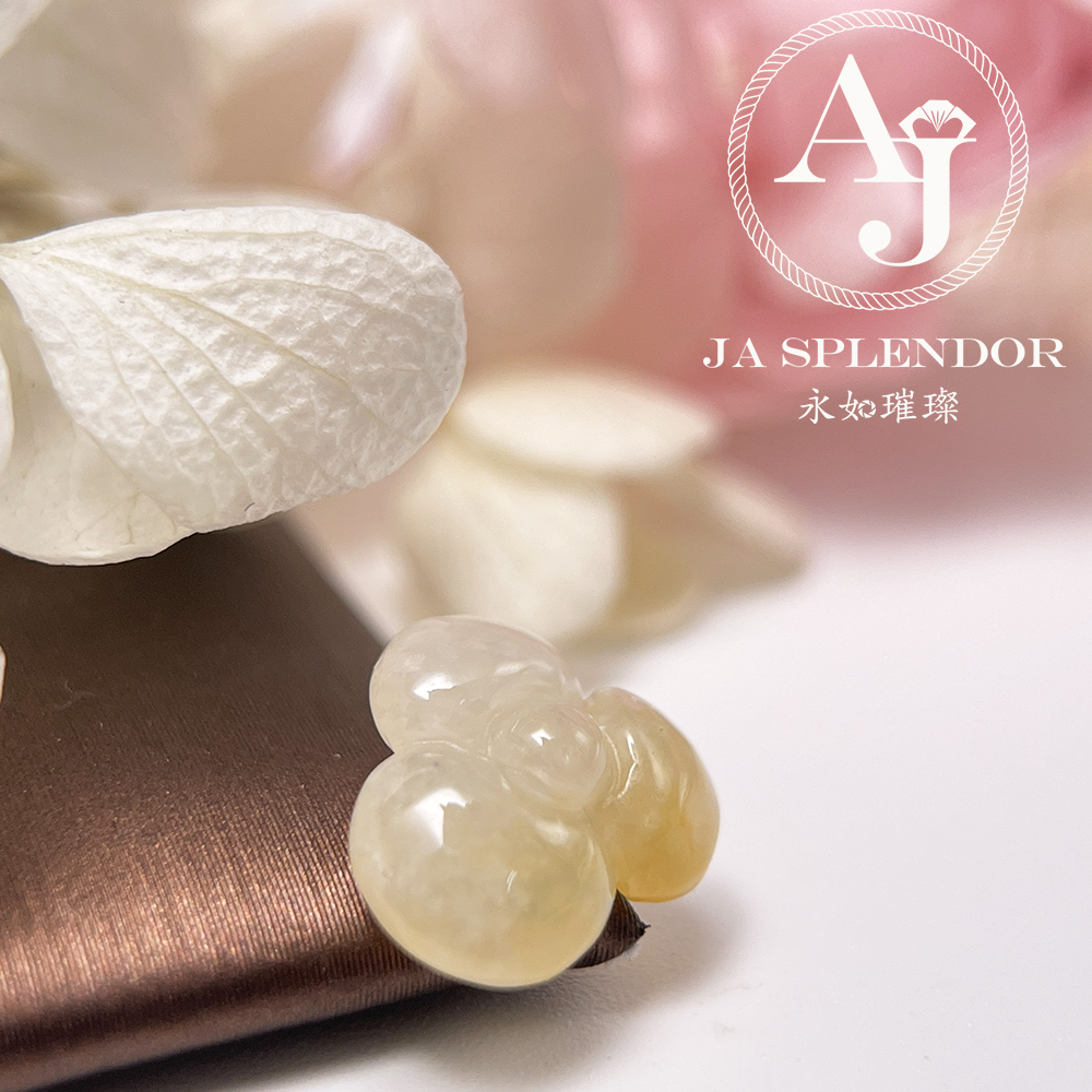 JN-3434 天然翡翠A玉-黃翡立體小花不鏽鋼手鏈