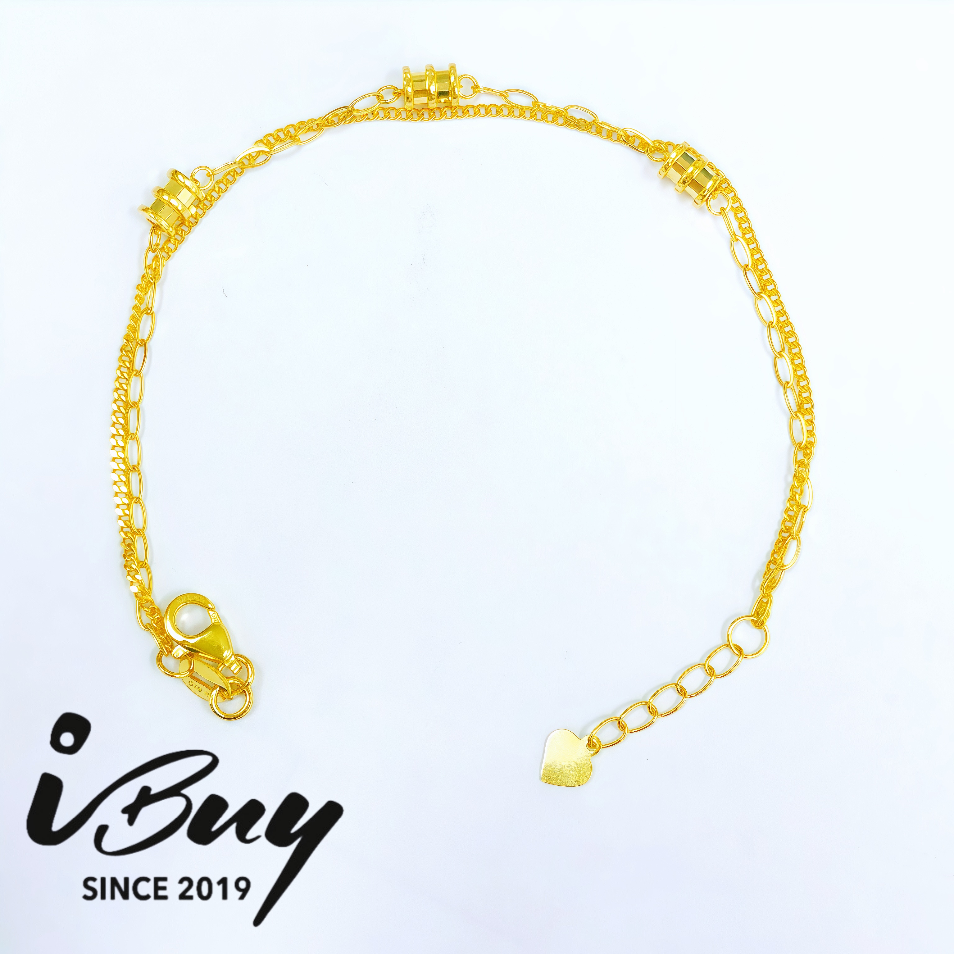 916 SMALL WAIST FANCY 2ROW BRACELET 15-17CM 916 金 小蛮腰双链拼接手链