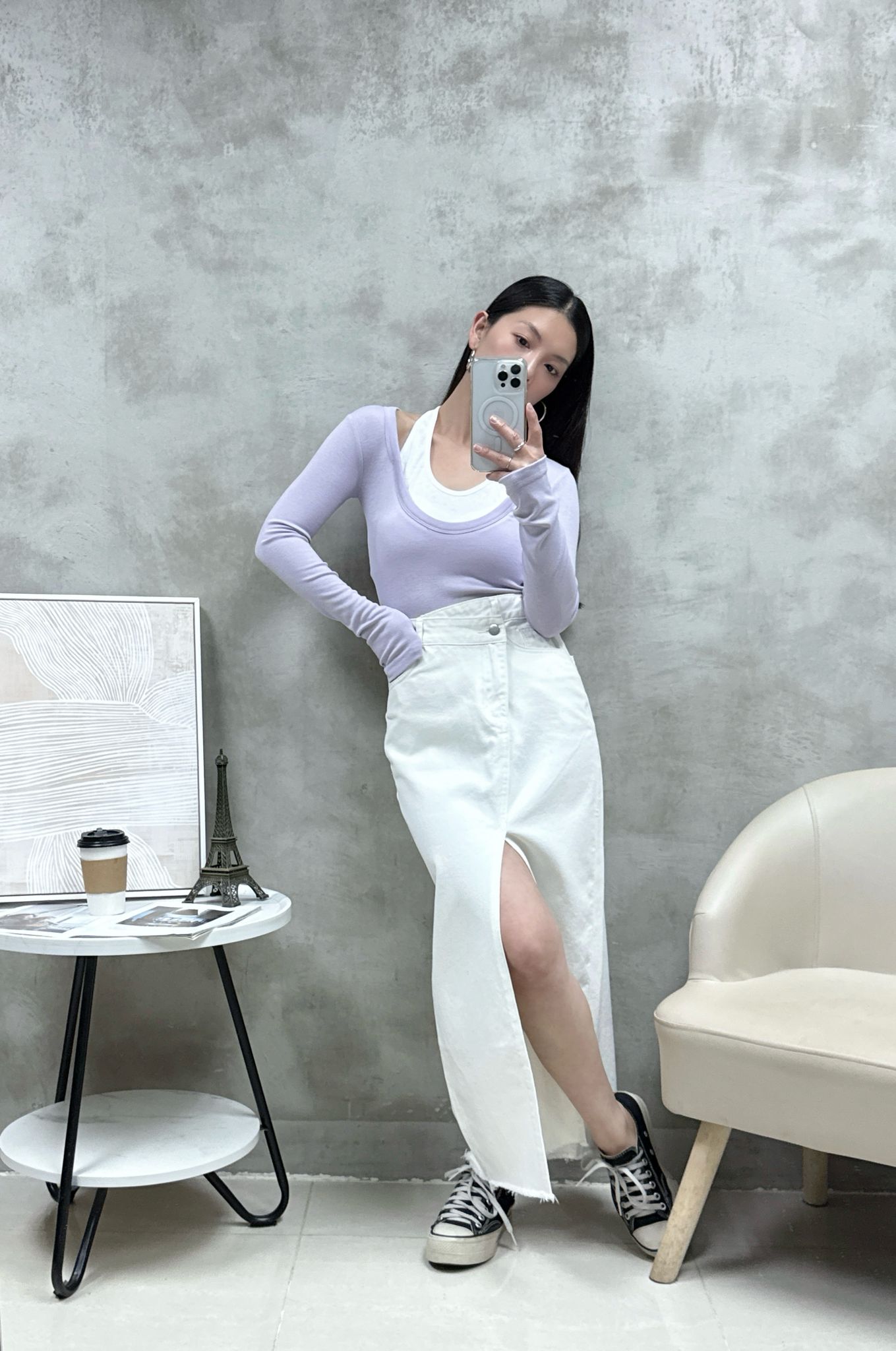 C06 假兩件拼色Top