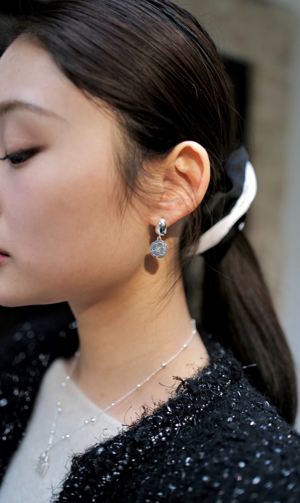 💯Chanel 專櫃贈品山茶花掛飾改裝耳環  100%正品改裝