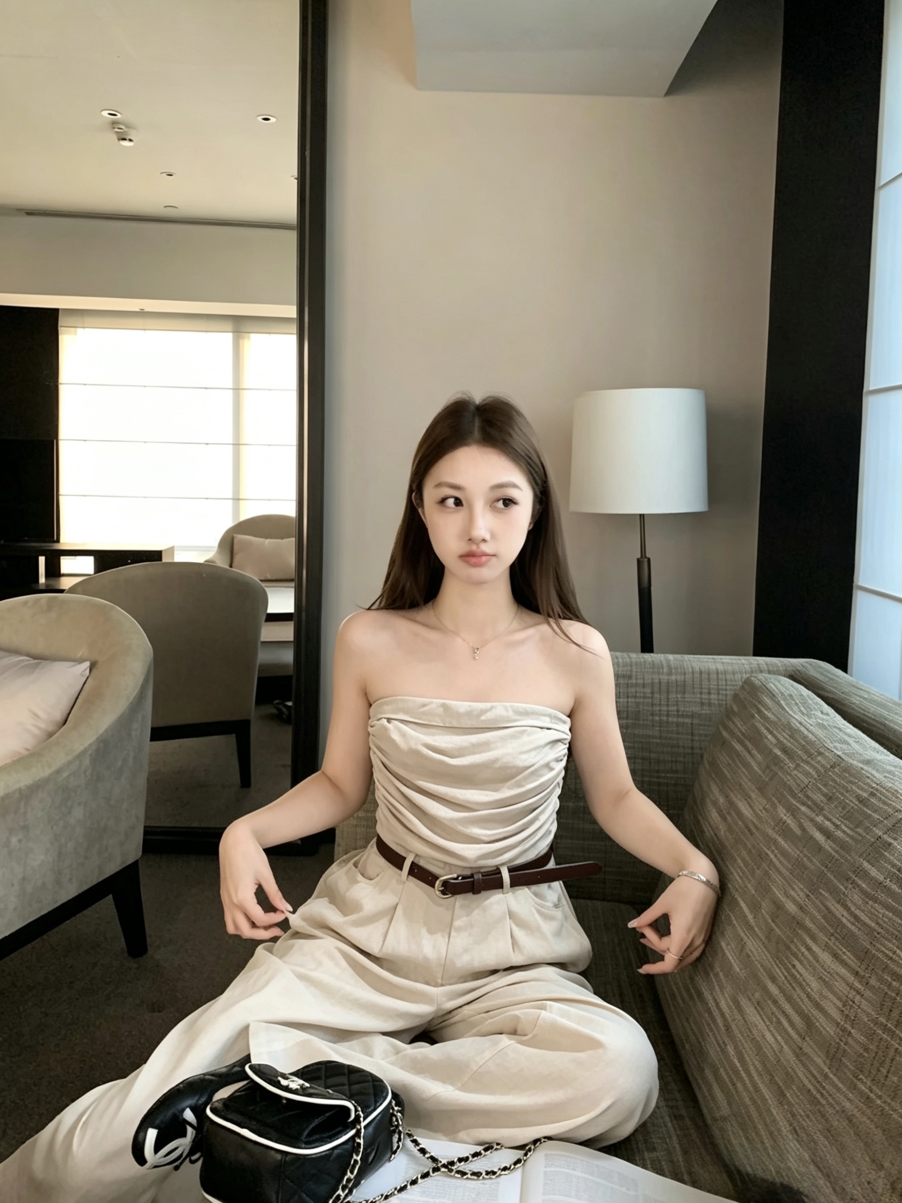 1665 Draped Tube Jumpsuit 垂感抹胸连体裤  （不包含腰围）