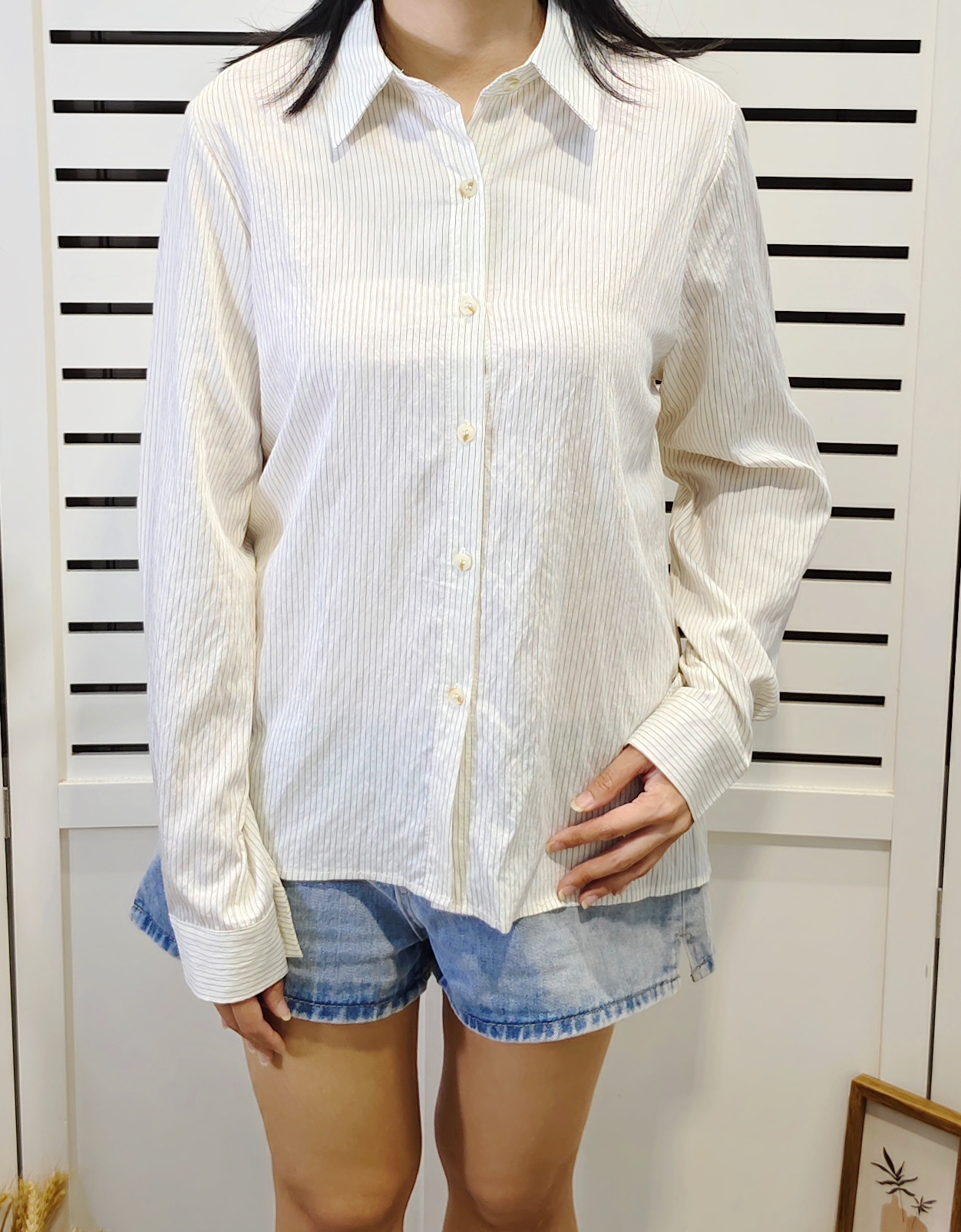 JY1031 Striped Long Sleeve Collar Shirt