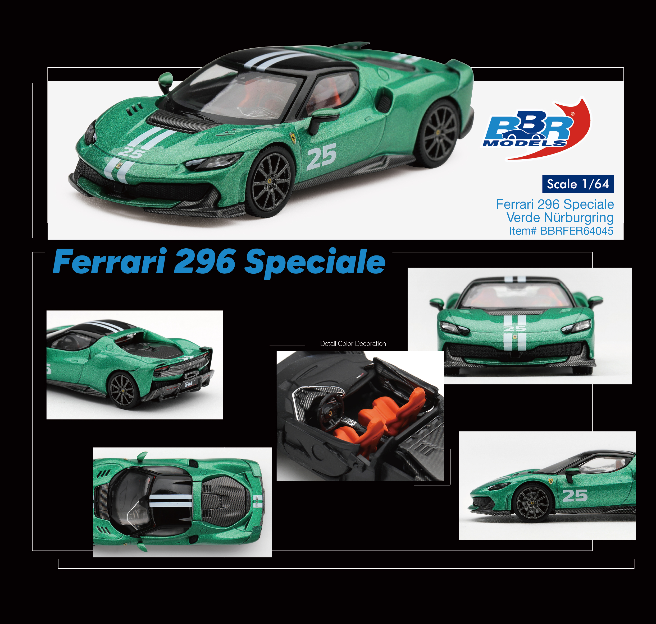 Pre Order - BBR Models ( BBRFER64045 ) Ferrari 296 Speciale Verde Nürburgring / 預訂優惠價 Pre-Order Price: HK$176