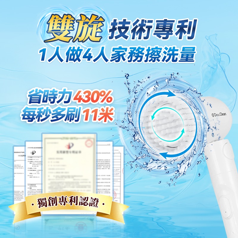 $288。日本Double Clean 無線雙旋強力擦洗可調節伸長萬用電動清潔刷 PRO（6刷套）	