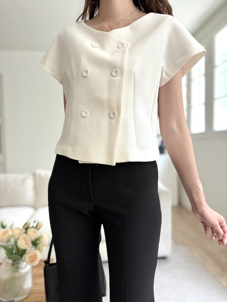 Chloe Double-Breasted Blouse (Ivory)