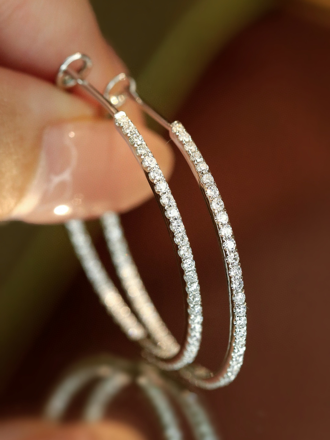18K Diamond Hoop Earrings 