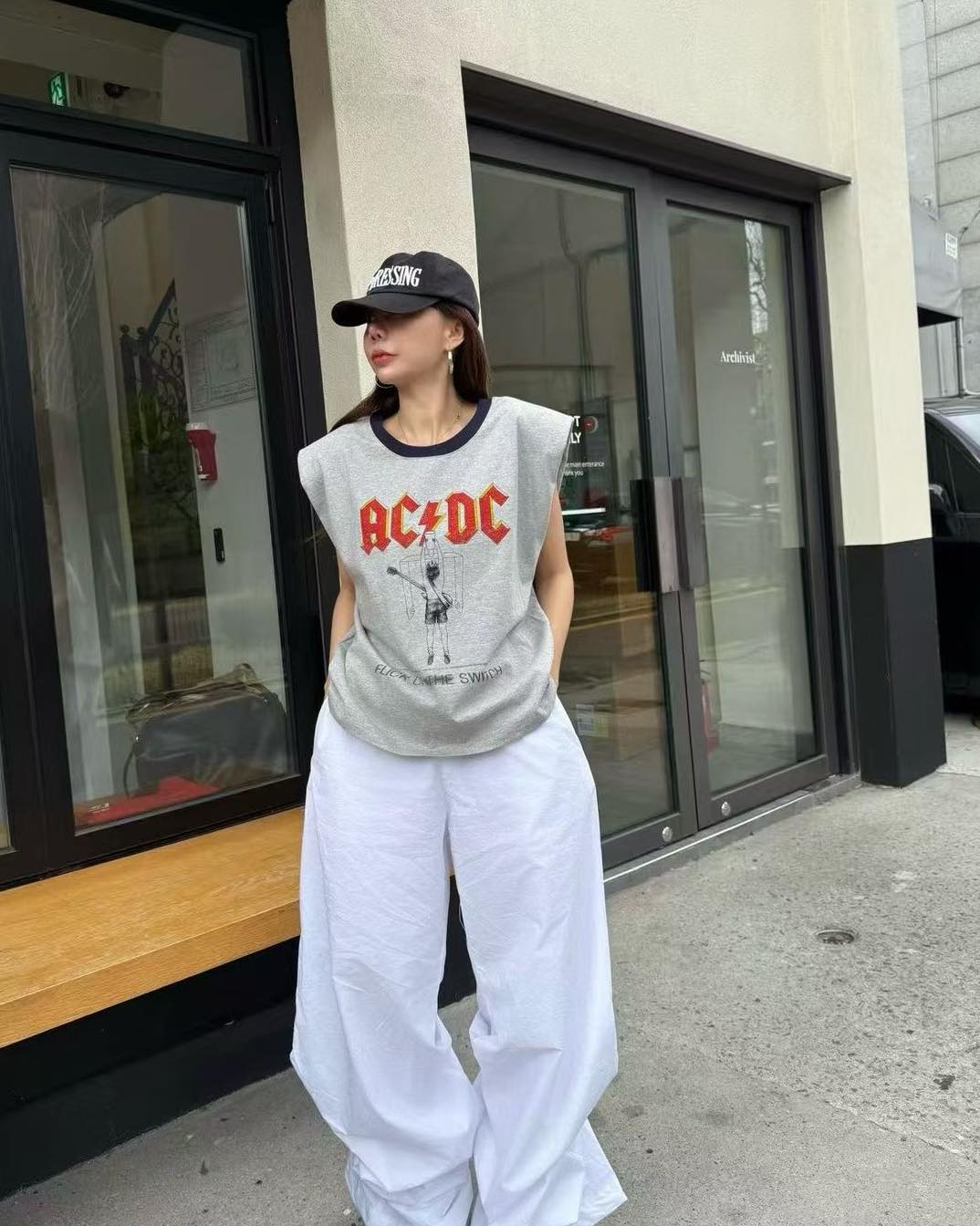 撞色綑條圓領無袖tee