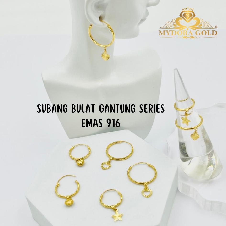MYDORA Subang Bulat Gantung Series | EMAS 916/22K