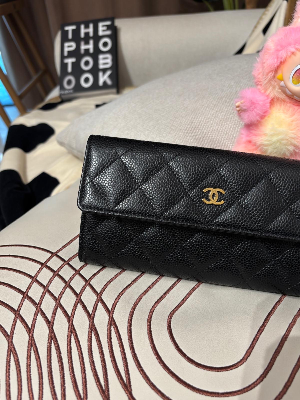 未使用品 Chanel classic long wallet 黑色荔枝牛皮 ,100%Authentic,unused ✅card✅box