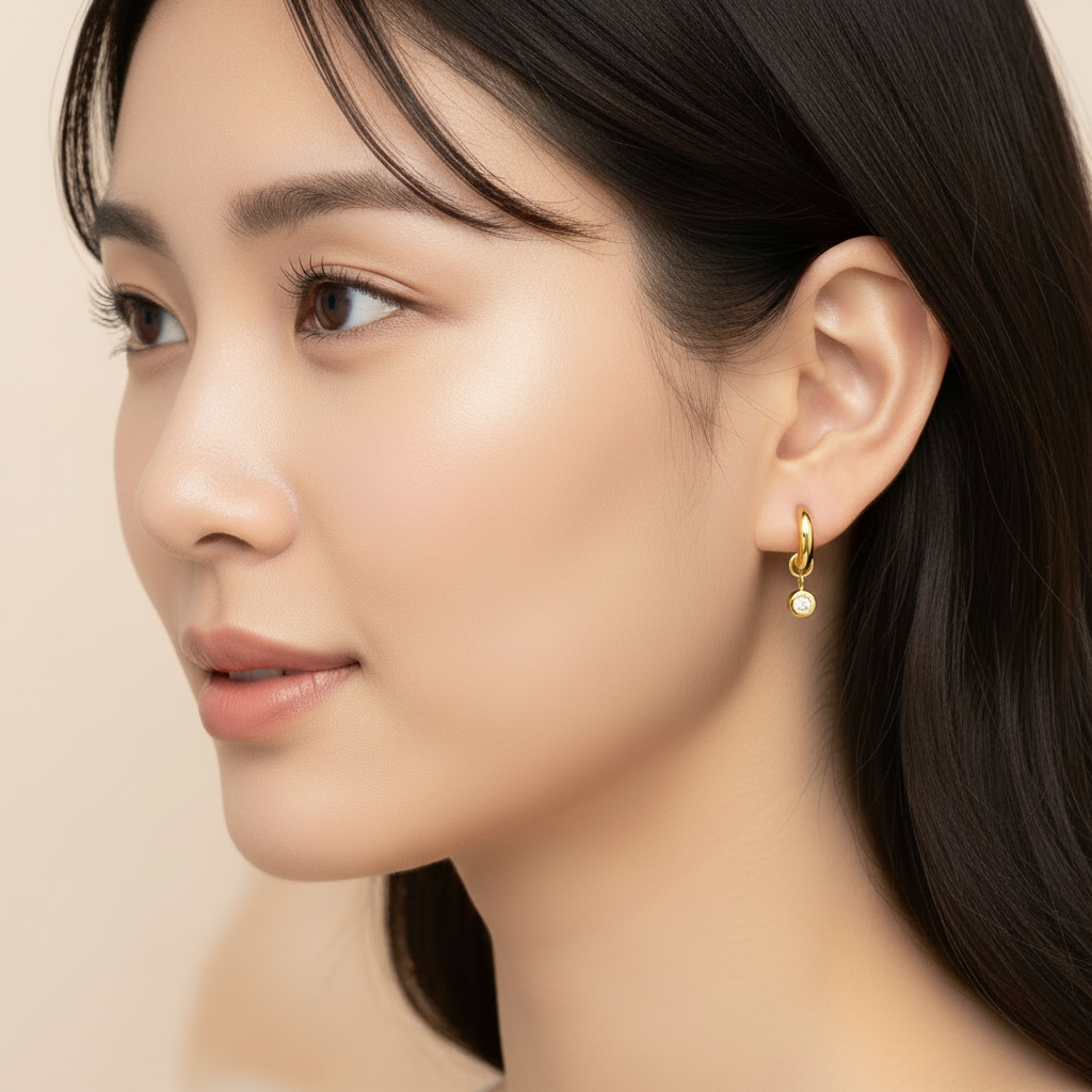 Boccia Titanium 05086-04 鈦金屬 / 鍍金 / 鑽石耳環