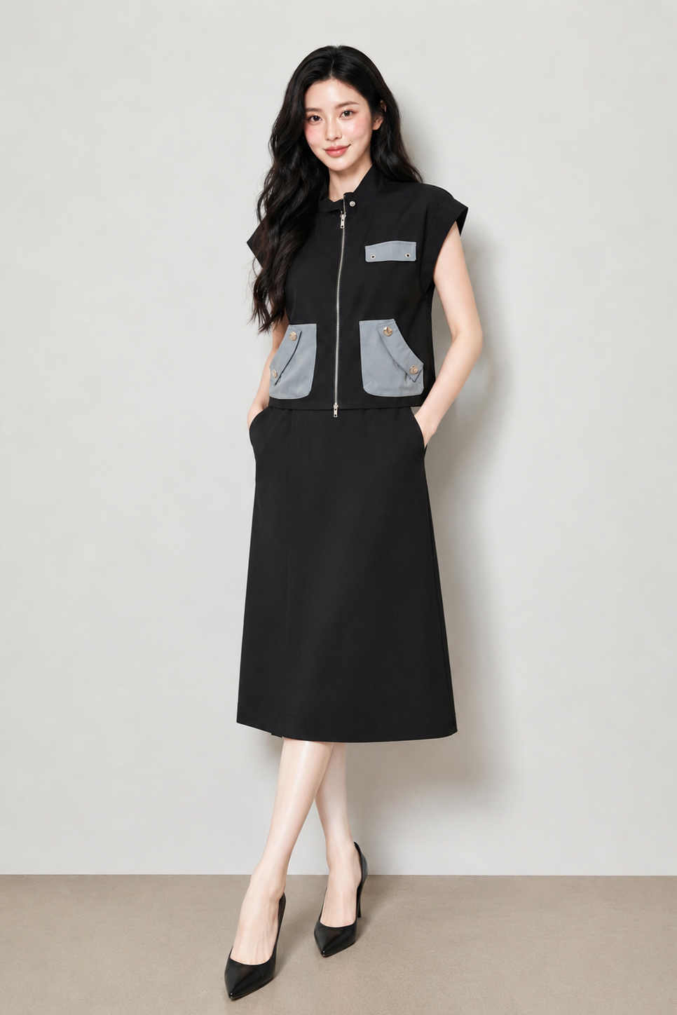 33201 Essential Luxe A-Line Midi Skirt