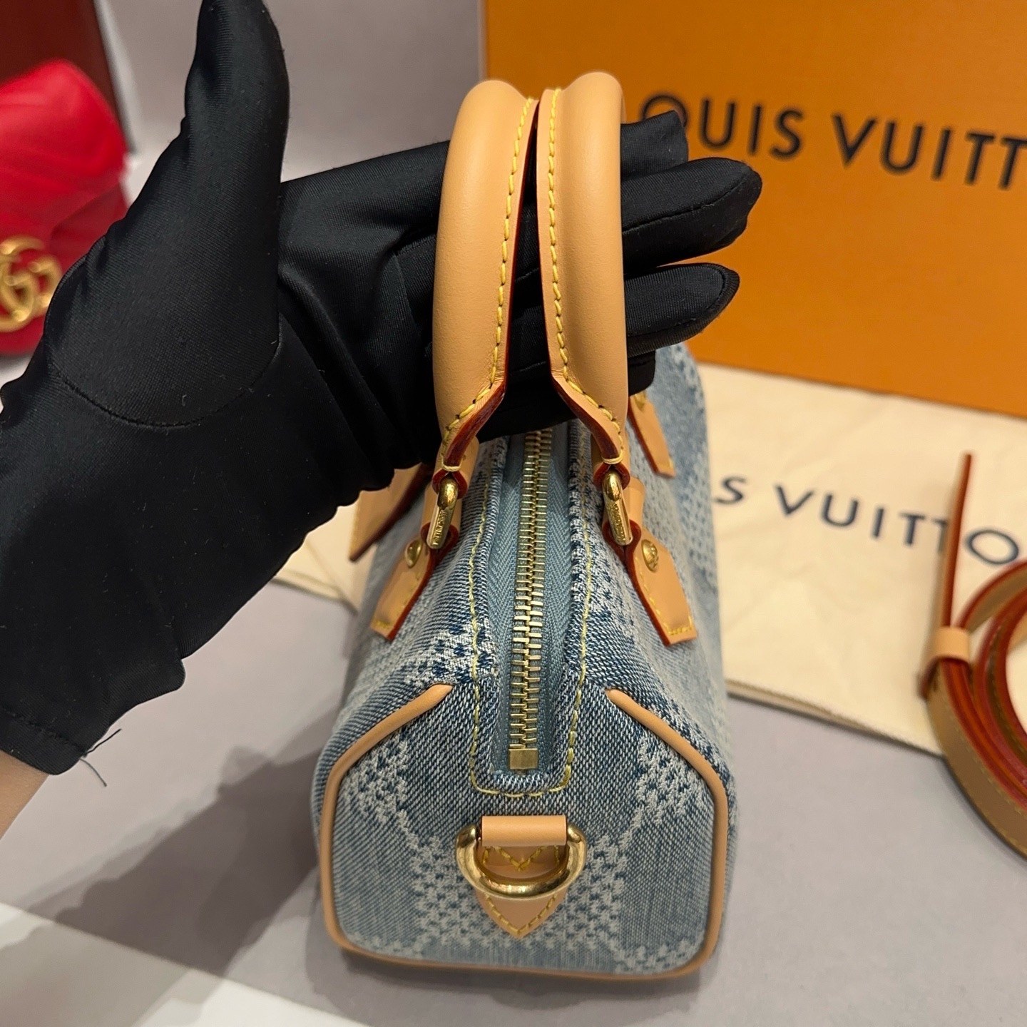 【預訂貨品】Lv 18牛仔丹寧棋盤格speedy