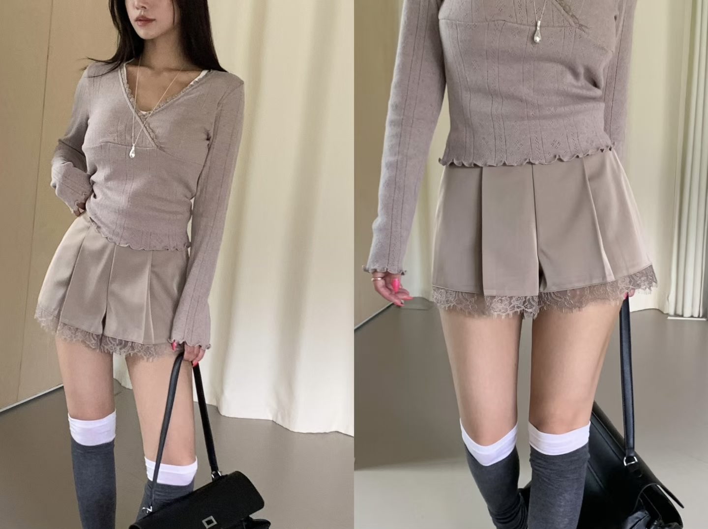法式微光蕾絲短褲 -Free Size-