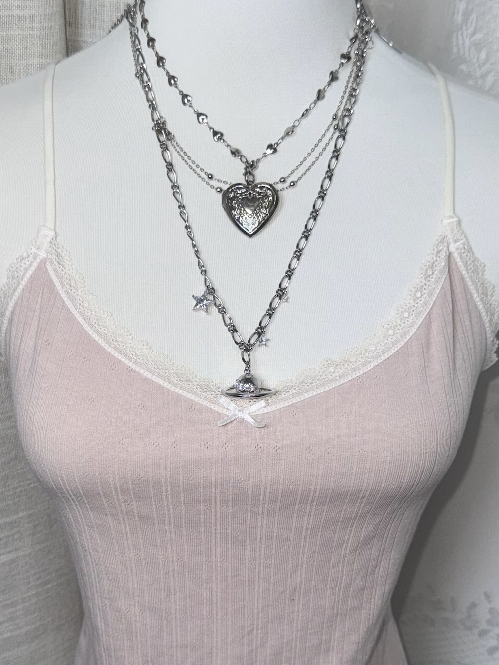 [On Sale]V-Neck Lace-Trim Ribbed Cami