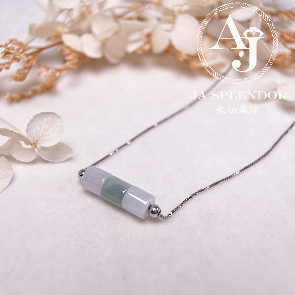 D-04C 天然翡翠A玉 平安幸運純銀項鏈