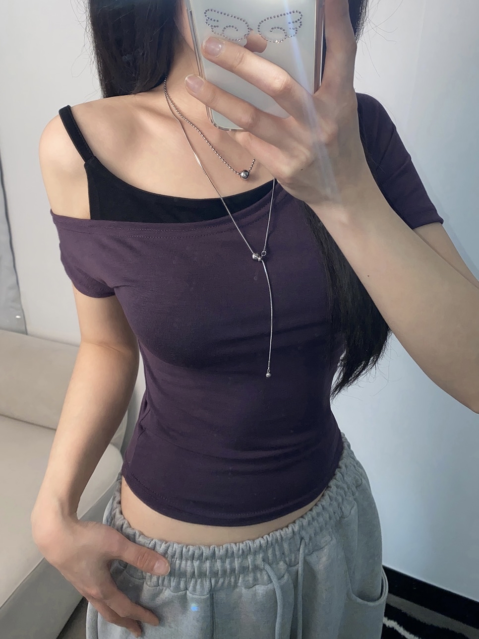 Asymmetrical Off-Shoulder Layered Top