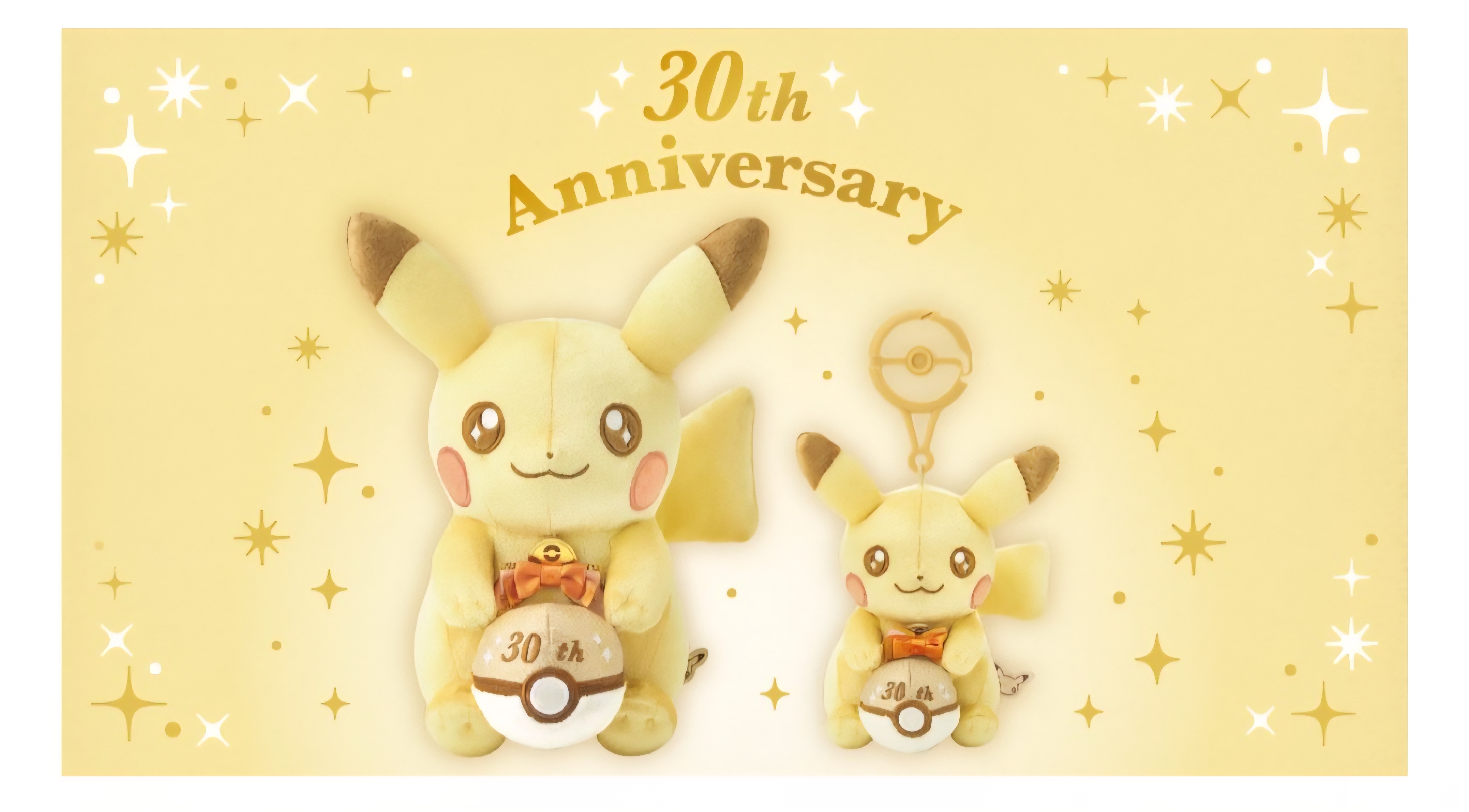 一套2款$459 日本pokemon 寶可夢皮卡丘比加超30週年紀念毛絨 公仔+掛件