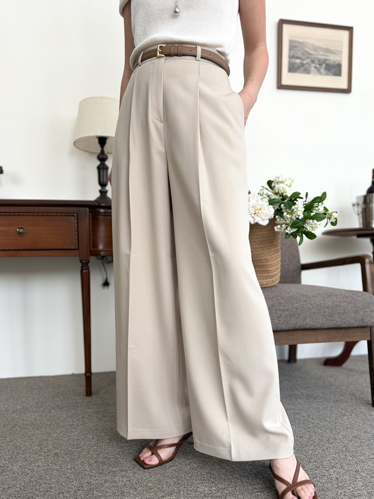 [輕薄!] Summer Timeless Rayon Pants (Light Beige)