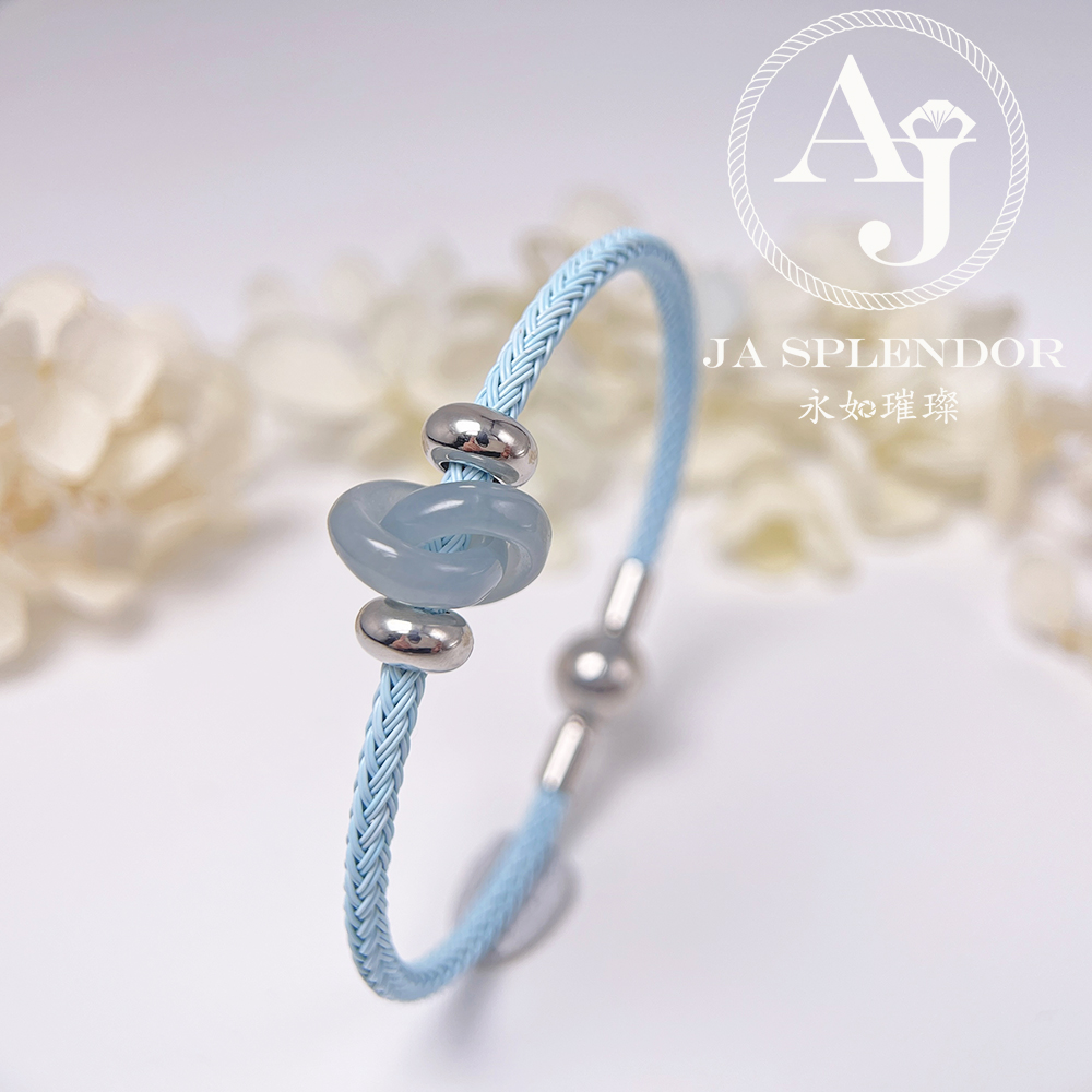 JN-2238 天然翡翠A玉 【愛永恆】環環相扣不鋼防水、防敏手鐲