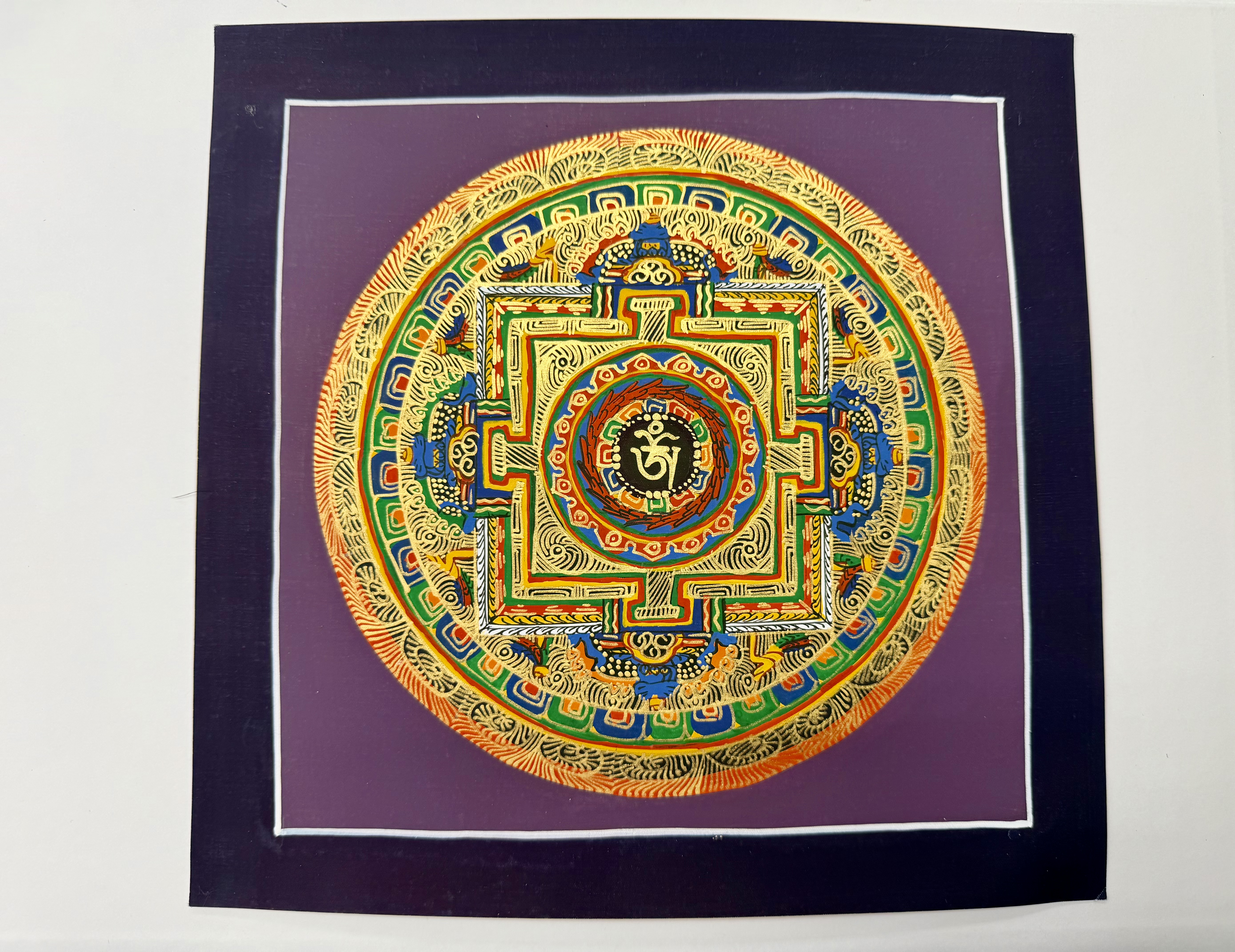 #3 尼泊爾三大廟加持手繪唐卡～OM 字 壇城26cm 